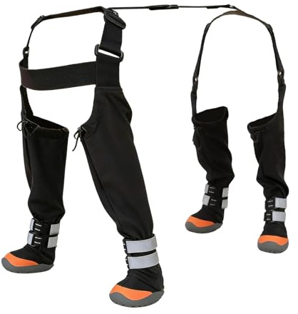 Krujecnt Stivali A Bretelle per Cani, Stivali da Pioggia Impermeabili per Cane, Tuta da Neve Riflettente per Zampe E Gambe, Antiscivolo per Trekking E Passeggiate Invernali
