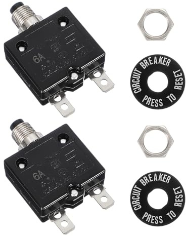 QUARKZMAN 2 Pcs Disjoncteur À Bouton-Poussoir 6Amp Disjoncteur Thermique | Pour Industrial Auto Cars, 125/250V AC 50V DC, Réinitialisation Manuel Protecteur De Surcharge Thermique