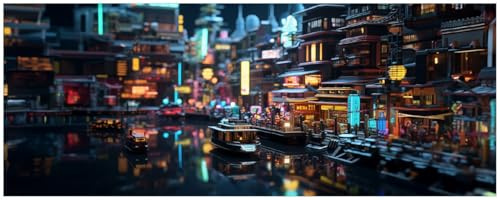 Wallario Küchenrückwand selbstklebend 115 x 50 cm, Motiv: Stadt bei Nacht | Spritzschutz abwischbar & pflegeleicht