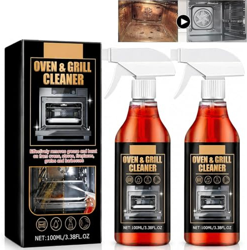 2 Pcs Oven and Grill Cleaning Spray, Oven Cleaner Heavy Duty Spray, Air Fryer Cleaner Heavy Duty, Stainless Steel Cleaner & Degreaser for Microwave, Air Fryer, Cookers, Hoods, Grills