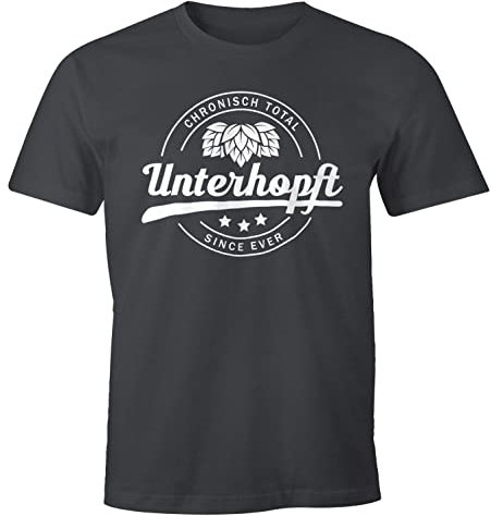 MoonWorks Chronisch Unterhopft Total Herren T-Shirt Since Ever Fun-Shirt Dunkelgrau XXL