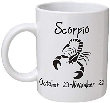 AwanHeart Scorpio Zodiac Mono Mug, White/Black, 11.5 x 8 x 9.5 cm