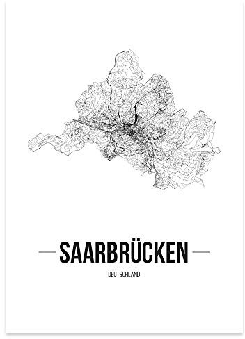 JUNIWORDS Stadtposter - Wähle Deine Stadt - Saarbrücken - 30 x 40 cm Poster - Schrift B - Weiß