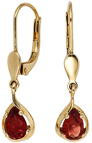 Jobo Damen-Ohrhänger aus 14 Karat 585 Gold mit Granat Tropfen