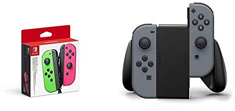 Nintendo - Set De Dos Mandos Joy-Con, Color Verde Neón / Rosa Neón (Nintendo Switch) & Switch Joy-Con Comfort Grip, Negro