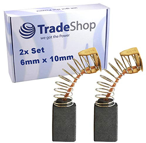 2x Schleifkohle 6mm x 10mm Kohlebürsten Motorkohlen 6x10 mm für Elektro-Werkzeug Winkelschleifer, Bandschleifer, Blechschere, Bohrhammer, Kreissäge