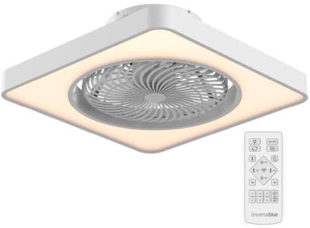 UNIVERSALBLUE Ventilador de Techo Sin Aspas Luz LED | Aspas Invisibles Motor DC Silencioso | Techos Bajos | Mando a Distancia y 6 Velocidades