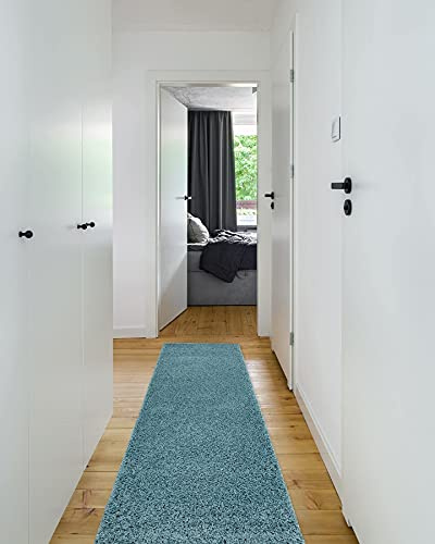rugsx Teppich, Läufer SOFFI Shaggy 5cm; in die Küche, Halle, Korridor, blau 60x250 cm