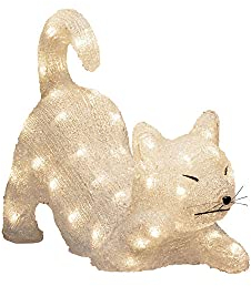 Konstsmide Christmas Outside Acrylic Decoration Cat/Outdoor Lighting (IP44) / 48 Warm White LEDs/Transparent Cable