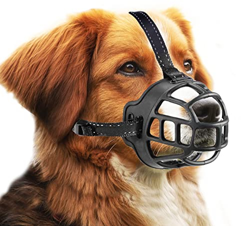 OHCOZZY Maulkorb für Hunde, Silikon-Korb Hund Maulkörbe für kleine, mittlere und große Hunde mit verstellbaren Riemen (Größe 4, Schwarz)