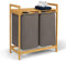 IDMarket - Panier à Linge 2 bacs Bambou BEA Tissu Gris foncé