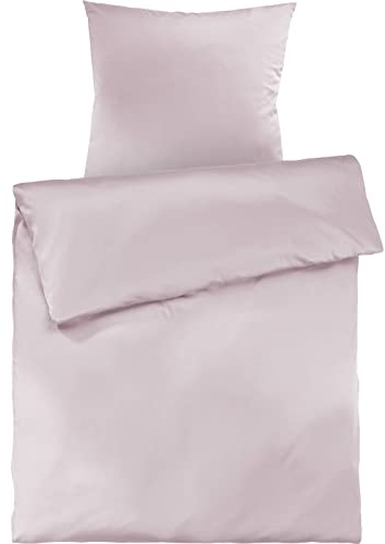 Pure Label Mako Satin Bettwäsche rosa 155x220 cm mit Kissenbezug 80x80 cm aus 100% Baumwolle - Traumhaft weiches Mako Satin Bettwäsche Set in Uni
