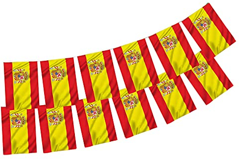 GOOGIT Drapeaux Espagne Festivaux Processions Jardin Extérieur 5m (Guirlandes espagnoles 21 x 14 cm)