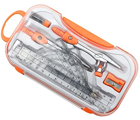 caihuashopping Zirkel Math-Geometrie-Kit - 10 Stück pro Set-Student-Kompasse Geometrische Set Hohe Präzision Professionelle Metallschule Kompass Zeichnung Set Geometriezirkel (Color : Color ORANGE)