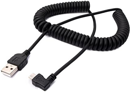 System-S USB 2.0 Kabel 200 cm Typ A Stecker zu Micro B Stecker Spirale Winkel in Schwarz