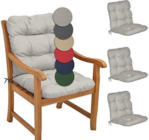 Beautissu 4er Set Niedriglehner Auflagen Set Flair NL Stuhlauflage 100x50x8cm Sitzkissen Niederlehner Gartenstühle Sitzauflagen Stuhlkissen Hellgrau