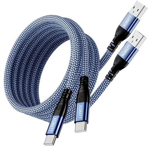 USB Type C Cable (2M 2Pack),Type C Fast Charger Cable Braided Compatible for Samsung Galaxy S22 S21 S20 S10 S9 S8 Plus Note 10 9 8, Google Pixel,LG, Sony Xperia XZ, Huawei P10 P9,Tile blue
