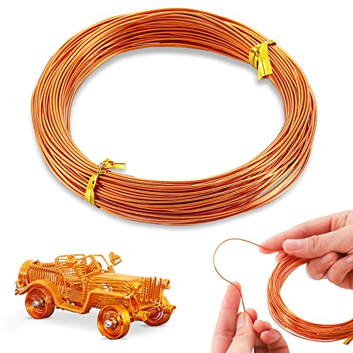 LEREATI Basteldraht 3mm Roségold 10m, Schmuckdraht Wickeldraht Bindedraht Aluminiumdraht Blumendraht Gartendraht, Draht zum Basteln für Schmuckhandwerk, Pflanzen, Modellieren, Skulpturen