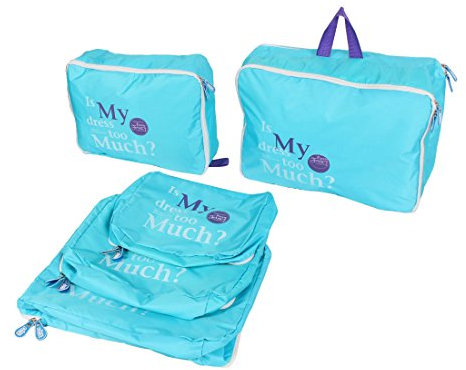Ruilogod Oxford Briefmuster außerhalb der Reise Handtücher Hautpflege Make-up Aufbewahrungstasche 5 in 1 Blau
