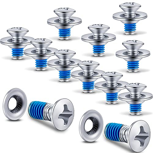 Ferraycle Snowboard Binding Screw Set, 16 Pieces, Silver, Stainless Steel, Slotted, Binding Head, M5 x 0.8mm, 0.7 inch x 0.6 inch, Snowboarding Equipment