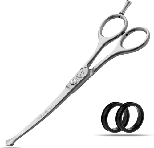 wishbeauty Kids Safety Round & Curved Hair Scissors - Professional Salon & Barber Scissors for Baby (Silver, 6.5 Curved)