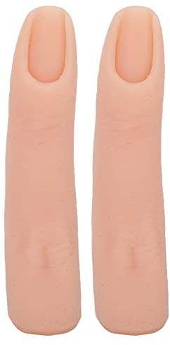 2pcs Doigts de Pratique en Silicone Main, Doigt de Formation des Ongles Pliable Modèle de Doigt de Pratique en Silicone Flexible Doigt de Formation des Ongles en Silicone pour Ongles(Couleur claire)