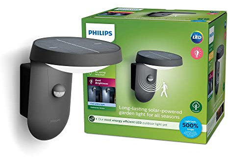 Philips Tyla Wandleuchten für den Außenbereich, 9 W, 4000 K kaltweiß, Bewegungssensor, wasserfest, anthrazit, IP44 wetterfest
