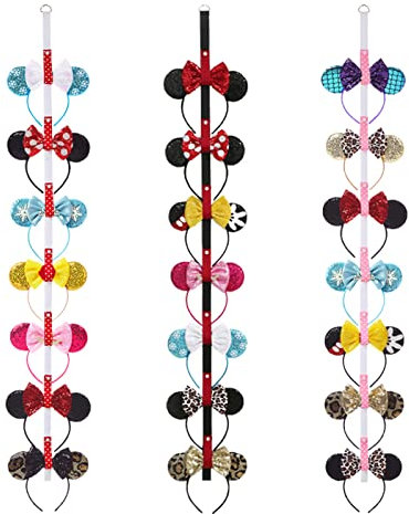 Fancheer 3Pcs Mouse Ears Headband Holder Headpiece Hanger Organizer Hair Accessories Storage Hanging Wall Display Decor
