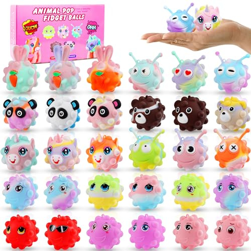 30 Pack Animal Pop Balls Party Favors for Kids,3D Pop Balls Fidget Toys,Birthday Gifts for Boys & Girls,Goodie Bag Stuffers,Pinata Stuffers Filler,Carnival Prizes,Treasure Box Toys,Kids Prizes