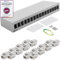 HB-DIGITAL Panneau de brassage 16 ports 1 U 16 x CAT 6a RJ45 Module Keystone Jack - Certifié GHMT - Entièrement blindé STP 10 Gbps - Compatible avec les câbles de pose - Câble réseau LAN - Gris clair