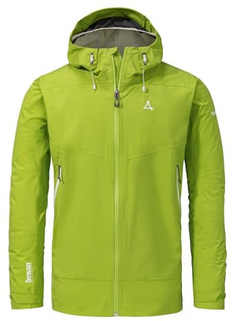 Schöffel Herren 2.5L Jacket Vistdal M, nachhaltige Regenjacke aus pflanzenbasiertem ecodear Bio-Nylon, wasserdichte Outdoor Jacke, winddicht & atmungsaktiv dank Dermizax Membran, green moss, 52