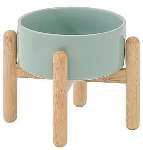 Havniva Gamelle surélevée en céramique de 15,5 cm avec support pour chiens de petite et moyenne taille (bol simple avec support, vert clair)