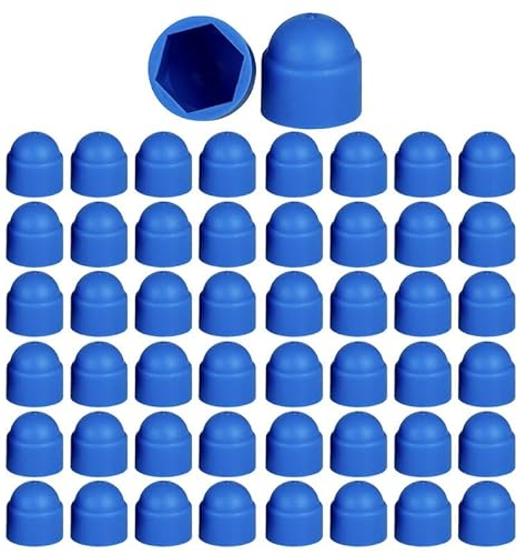 50 Stück Sechskantmutter-Abdeckung, M10 blaue Bolzenkappen, Kunststoff, Kuppelschraubenmuttern, Schutzkappen für Schrauben, Sechskantschrauben