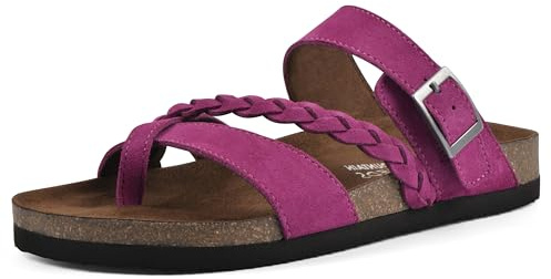 WHITE MOUNTAIN Hazy Signature Comfort modellato intrecciato Strappy Footbed Sandalo da donna, Viola Pioggia/Camoscio, 38 EU