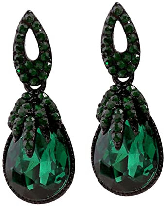 Holibanna 1 Par Pendientes de gota de agua verde aretes de diamantes de imitación aretes con cristales pendientes de cristal las mujeres cuelgan pendientes pedrería colgante joyas Perder