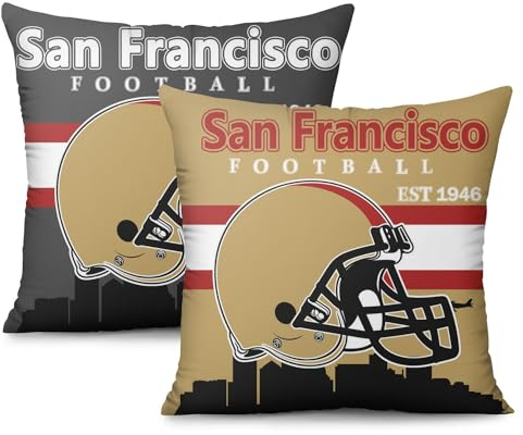 Znutrce 2 x Kissenbezüge im Fußball-Stil, San Francisco-Kissenbezüge, Dekoration für Zuhause, Sofa, Couch, 50,8 x 50,8 cm.