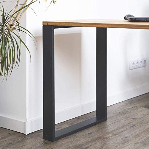 Lot de 2 Pieds de Table Métal Rectangulaires,Pieds de Meubles,Design Industriel,Pied Table Basse,Pied de Bureau,pour DIY Table Basse,Bureau Moderne,Table de Chevet,Table a Manger (B-80 * 72cm)