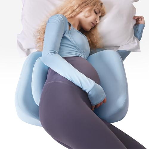 WEIKA Oreiller de grossesse en mousse à mémoire de forme pour dormir, coussin de maternité pour dormeur latéral, coussin de corps pour femme enceinte, soutien pour le dos, le ventre, les hanches,