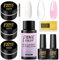 PEACECOLOR Gel Unghie Ricostruzione e 3 Colori Poly Nail Extension Rosa Bianco Chiaro UV Nail Gel con 30ml Nail Slip Solution per Unghie Builder