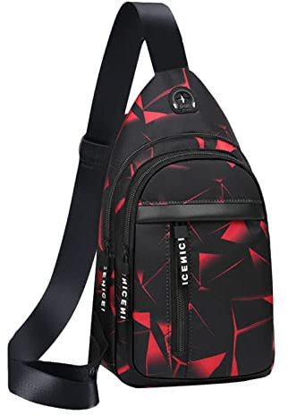 LOIJMK Tennis Hose Damen Mit Taschen Klassische Umhängetasche aus Nylon, Umhängetasche, Crossbody-Geldbörsen für Männer oder Frauen Outdoor Taschen (Red, One Size)