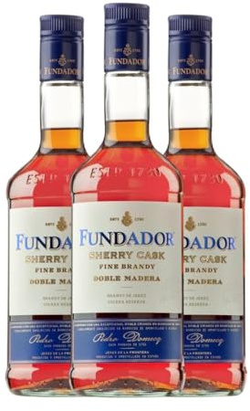 Brandy Pedro Domecq Fundador Sherry Cask Doble Madera 70 cl (Karton mit 3 Flaschen von 70 cl)