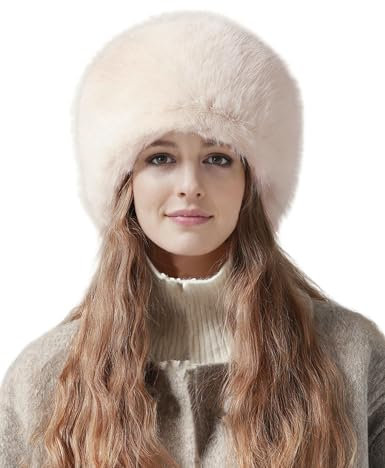 Lina & Lily Mütze Damen Winter aus Kunstfell (Beige)
