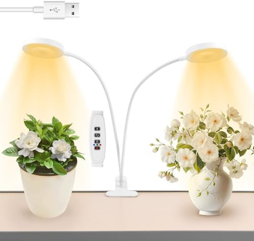 AMFUN Lámpara de Cultivo Plantas, Blanco Luz de Planta LED Extraíble, 96 LED Lámpara de Planta, con Temporizador 3/9/12H, 10 Brillos, 3 Modos, Rotación de 360 Grados, para Plantas de Interior