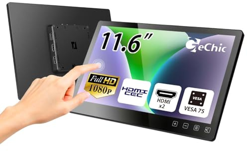 GeChic 11,6 Zoll T112C Touch Monitor mit 2 HDMI-IN, 1080P, Wandhalterung | 12 Zoll, Kapazitiver Touch, Anti-Fingerprint, Wandhalterung, 2 HDMI-Eingängen Touchscreeen Display, Linux, HDMI-Eingängen