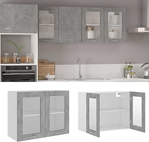 LLEZKBR Furniture Select-Armario colgante de cristal gris hormigón 80 x 31 x 60 cm, madera de ingeniería