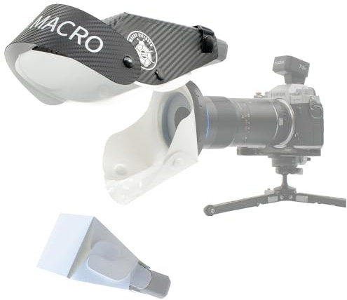 Guage MF12 Diffuseur de flash macro – Pare-soleil en forme de fer à cheval pour macrophotographie, compatible avec flash MF12 à double tête et objectifs macro grand angle pour insectes et fleurs
