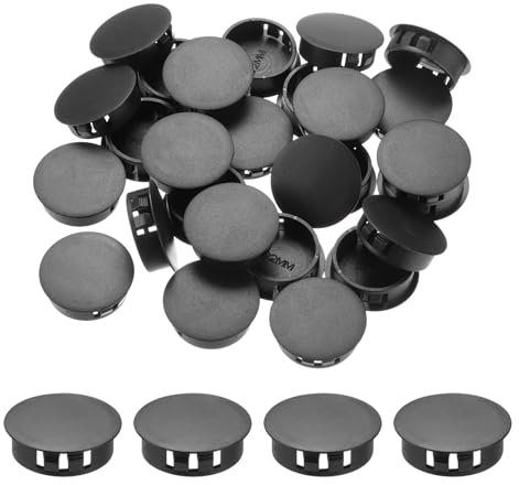 QUARKZMAN 100Pcs 30mm(1 3/16) Noir Bouchon Plastique pour Trou, Cache Trou Meuble de Panneau de Type Encastré, Embouts d'Insertion pour Tubes de Trou, Pieds Tubulaires de Chevalet