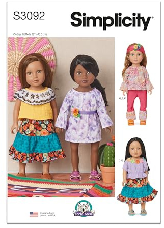 SIMPLICITY Sewing Pattern SS3092OS 18 Doll Clothes by Carla Reiss OS (ONE Size)