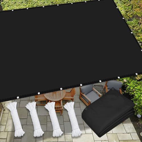 Voile D Ombrage Abri de Jardin 1.8 x 2 m Anti UV Contre Le Vent Abri Voiture de Pergola avec Oeillets Cordons pour Jardin Extérieur Terrasse, Noir