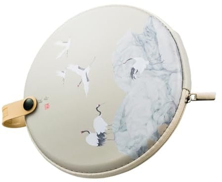 TOPPERFUN Tea Cake Storage Bag in Premium And Cloth Wear-Resistant Pu Er Tea Wrapping Pouch with Crane Print Multi-Purpose Storage Box Travel-Friendly And Packaging